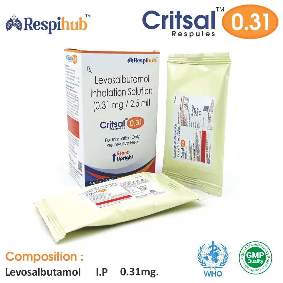 Levosalbutamol(0.31mg) respules at the best price in PCD Pharma Franchise for bronchospasm and asthma relief therapy.